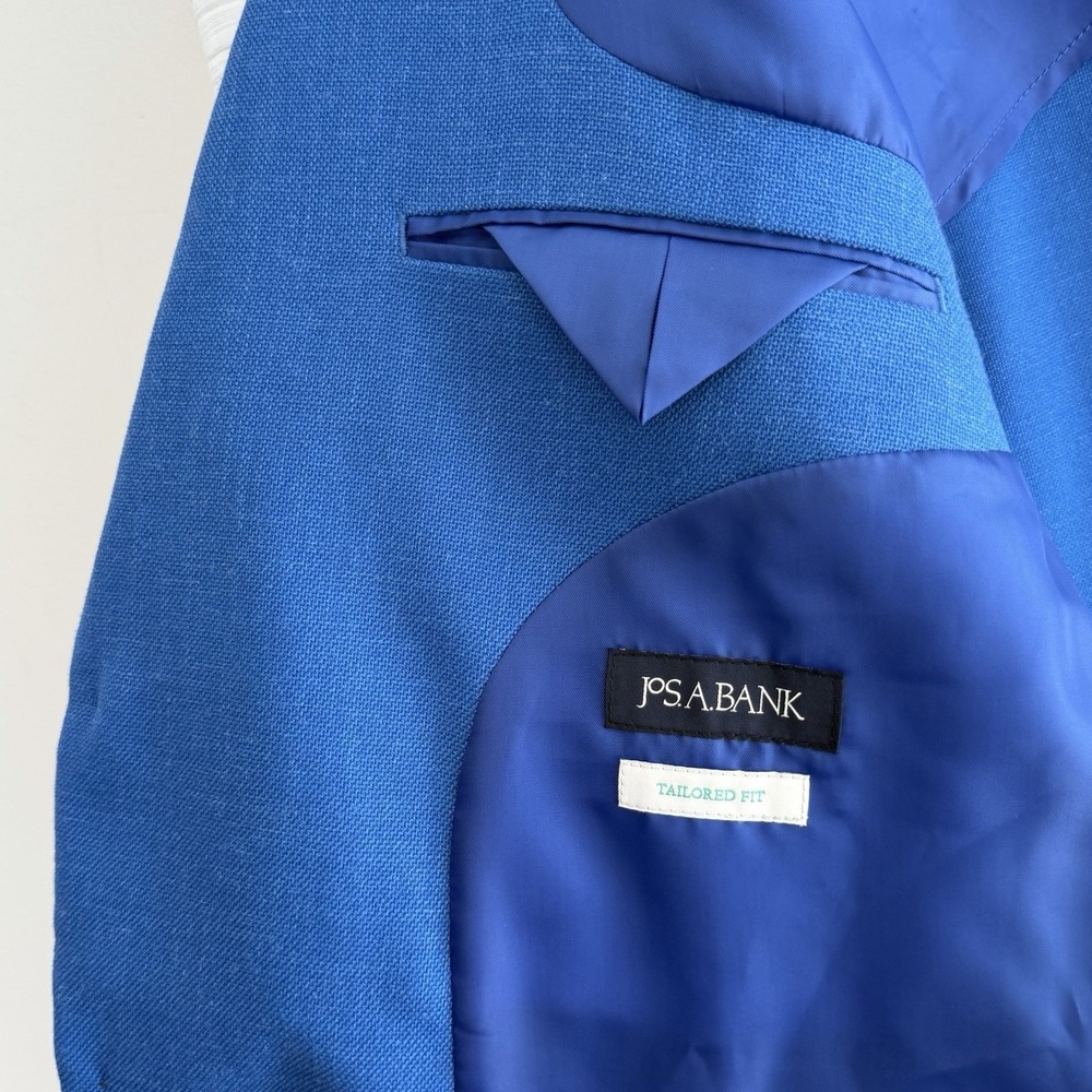 Jos A Bank Blazer Mens 46R Blue Stretch Tailored Fit Sport Coat Dinner Jacket - Picture 10 of 15